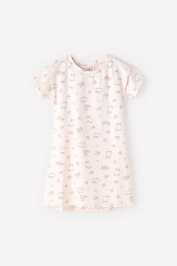 Сорочка CROCKID SALE, котики в цветах на светлом жемчуге - фото 2