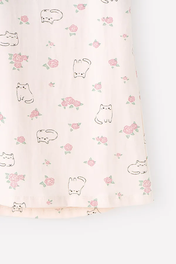 Сорочка CROCKID SALE, котики в цветах на светлом жемчуге - фото 2