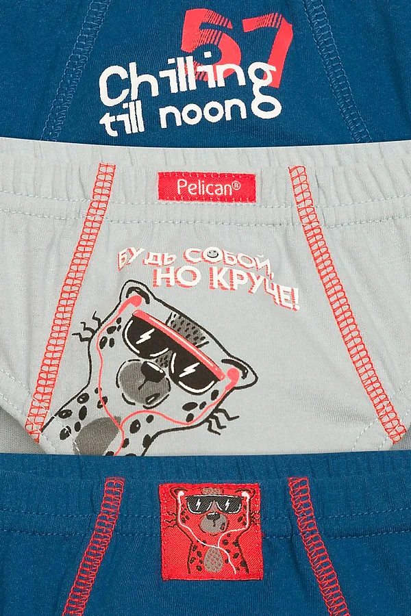 Трусы 3 шт. PELICAN, синий/серый/синий - фото 2