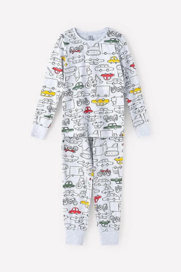Пижама CROCKID SALE, машинки на св.сером меланже - фото 2