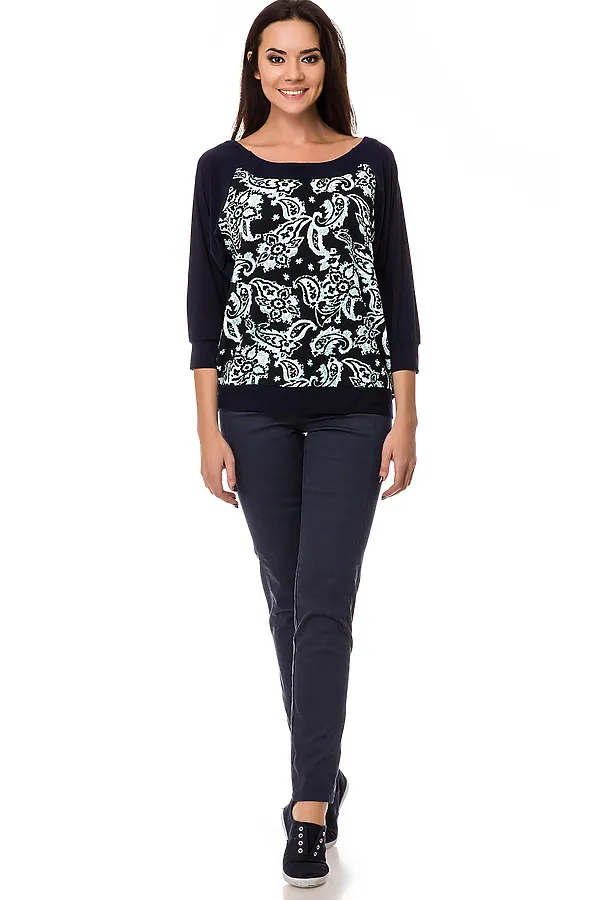 Блуза FIFTYPATES, темно-синий цветы - фото 2
