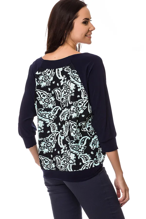 Блуза FIFTYPATES, темно-синий цветы - фото 2