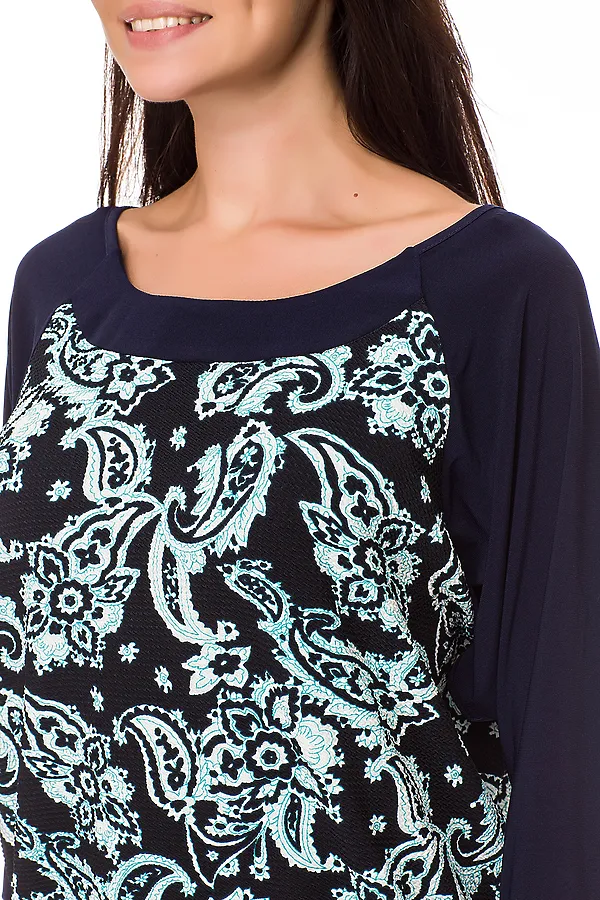 Блуза FIFTYPATES, темно-синий цветы - фото 2