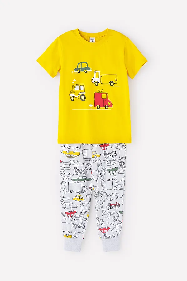 Пижама CROCKID SALE, горчица, разные машинки - фото 2