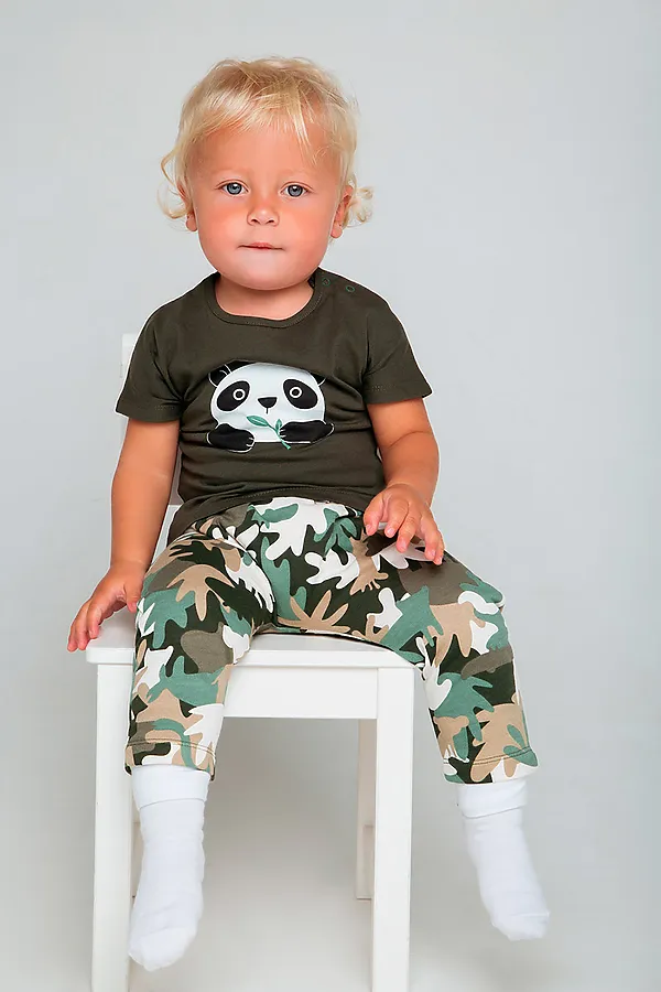 Футболка CROCKID, зеленый хаки(прятки в листьях) - фото 2
