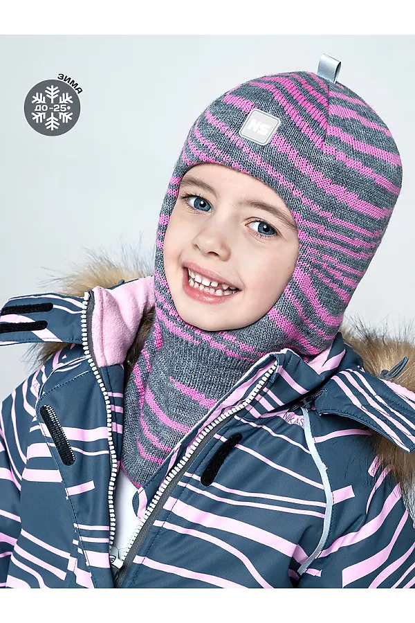 Балаклава NIKASTYLE, серый/розовый - фото 2