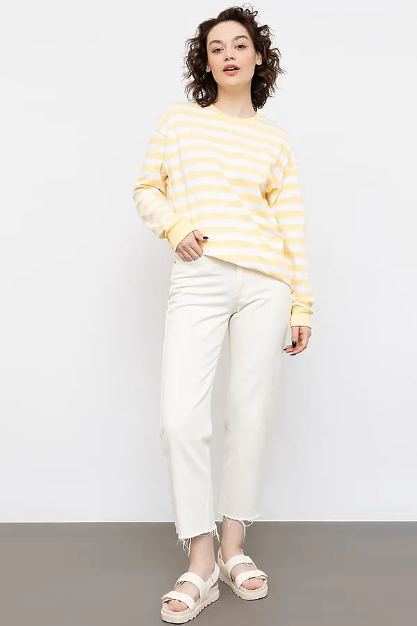 Джемпер  MARK FORMELLE, желтая полоска на белом - фото 2