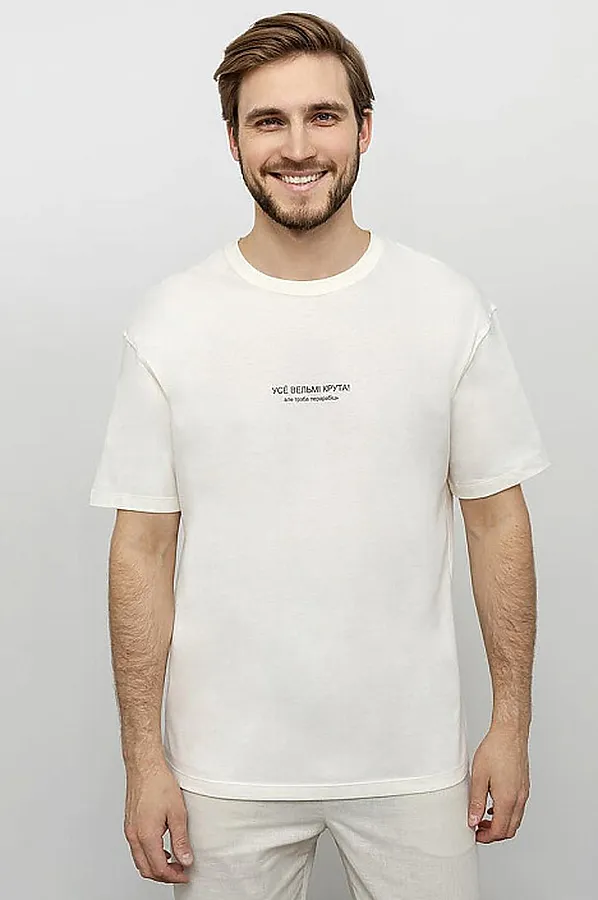 Футболка  MARK FORMELLE, молочный +печать - фото 2