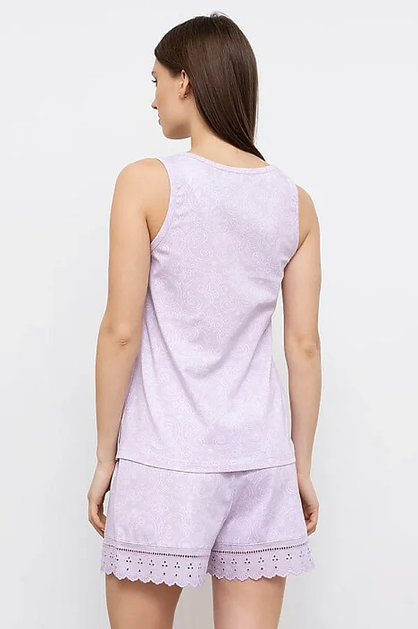 Пижама (джемпер, шорты) MARK FORMELLE, узоры на лаванде - фото 2