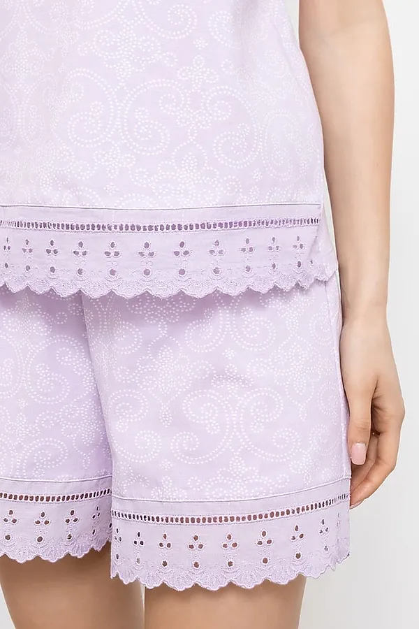 Пижама (джемпер, шорты) MARK FORMELLE, узоры на лаванде - фото 2