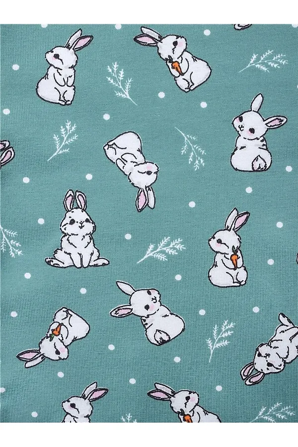 Леггинсы АПРЕЛЬ, кролики на серо-зеленом - фото 2