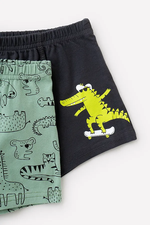 Трусы 2 шт. CROCKID, тем.серый, пыльная мята, зоопарк - фото 2