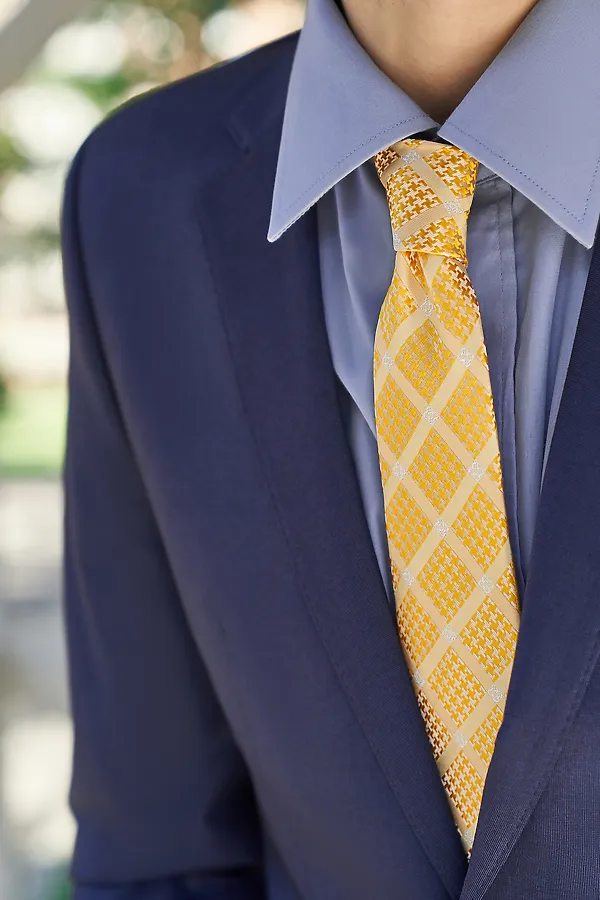 Галстук классический галстук мужской галстук в клетку в деловом стиле "Идеальный выбор" SIGNATURE, желтый, бледно-желтый - фото 2