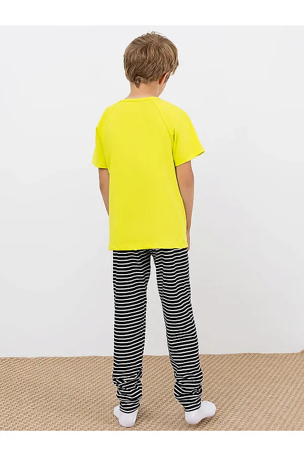 Пижама (футболка, брюки) MARK FORMELLE, салатовый неон +черно-белая полоска - фото 2