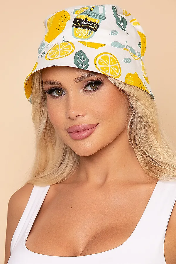 Панама LADY TAIGA, лимончики, белая - фото 2