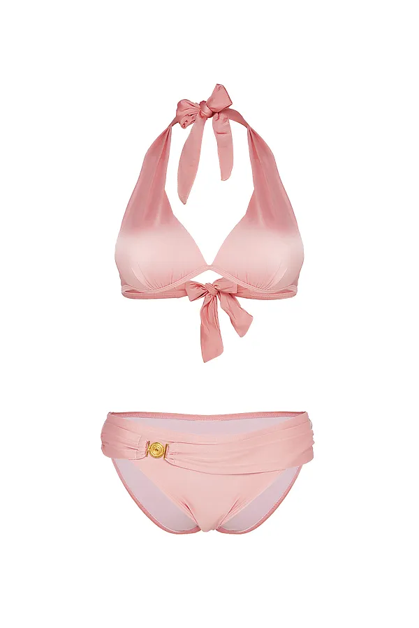 Купальник открытый с чашкой пуш-ап розовый сексуальный женский купальник на завязках "Серена" Nothing But Love, розовый - фото 2
