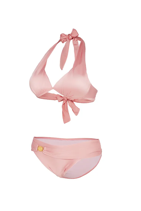 Купальник открытый с чашкой пуш-ап розовый сексуальный женский купальник на завязках "Серена" Nothing But Love, розовый - фото 2
