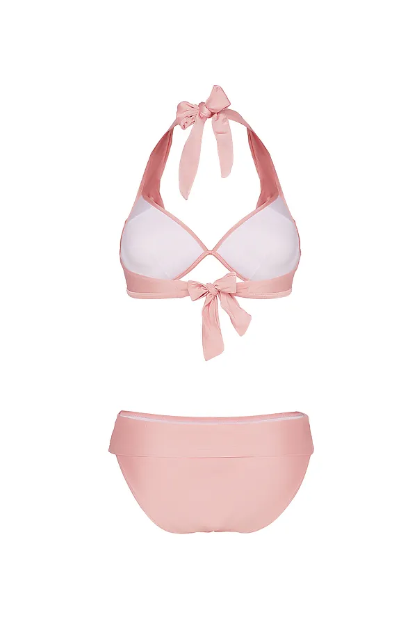 Купальник открытый с чашкой пуш-ап розовый сексуальный женский купальник на завязках "Серена" Nothing But Love, розовый - фото 2