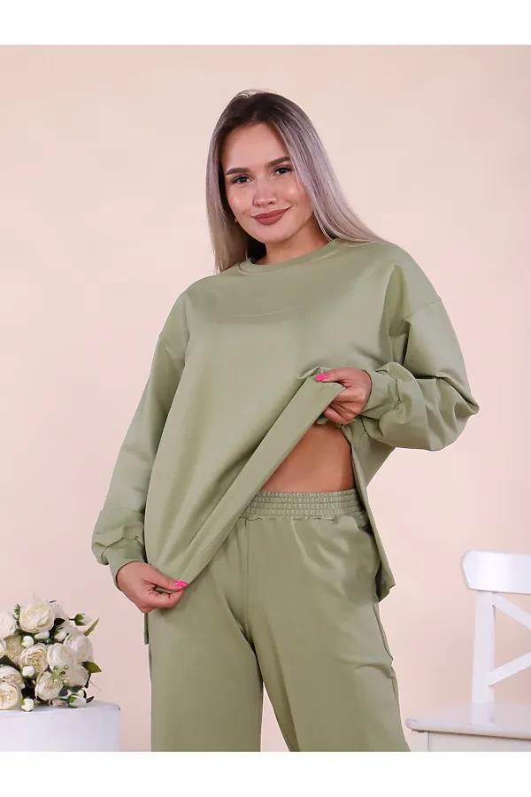 Костюм (брюки+толстовка) СОФИЯ37, оливковый - фото 2