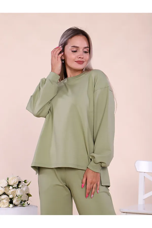 Костюм (брюки+толстовка) СОФИЯ37, оливковый - фото 2