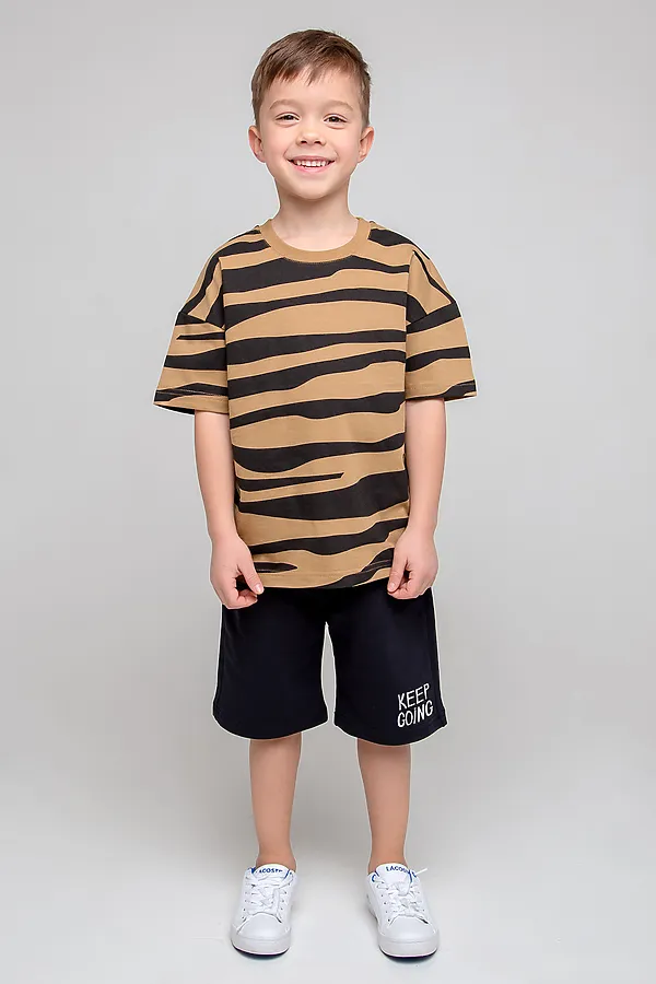 Футболка  CROCKID SALE, коричневый хаки, зебра к352 - фото 2