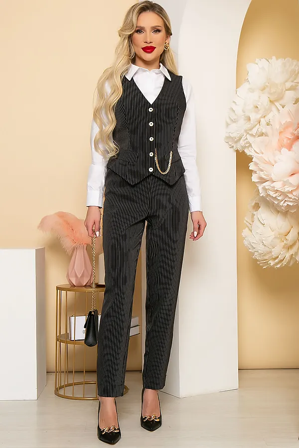 Костюм (Жилет+Брюки) LADY TAIGA, черный в полоску - фото 2