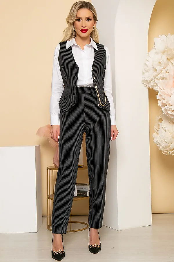 Костюм (Жилет+Брюки) LADY TAIGA, черный в полоску - фото 2