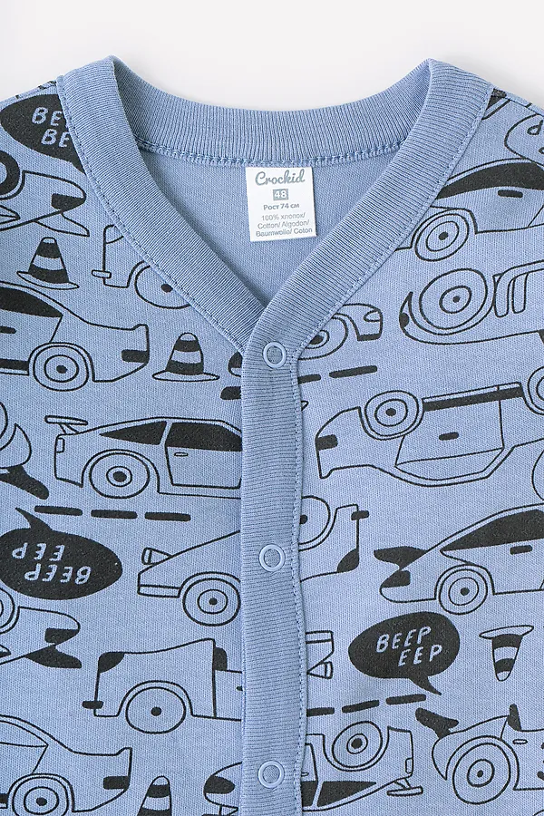 Комбинезон CROCKID SALE, быстрые машинки на серо-голубом - фото 2