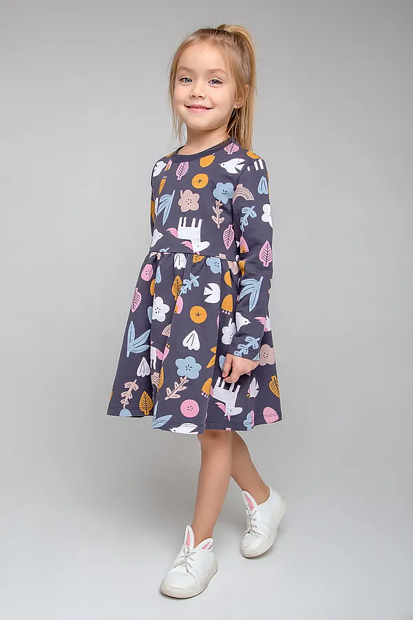 Платье CROCKID SALE, темно-серый, магические цветы к349 - фото 2
