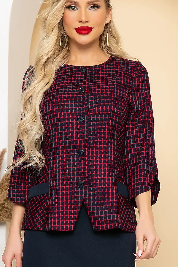 Костюм (Жакет+Юбка) LADY TAIGA, клетка - фото 2