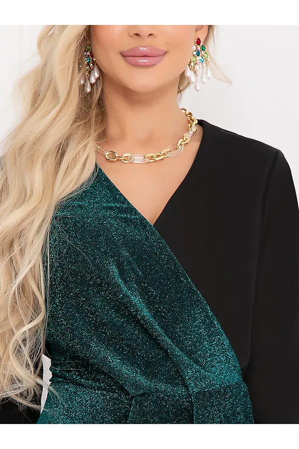 Платье BELLOVERA, черный, изумрудный - фото 2