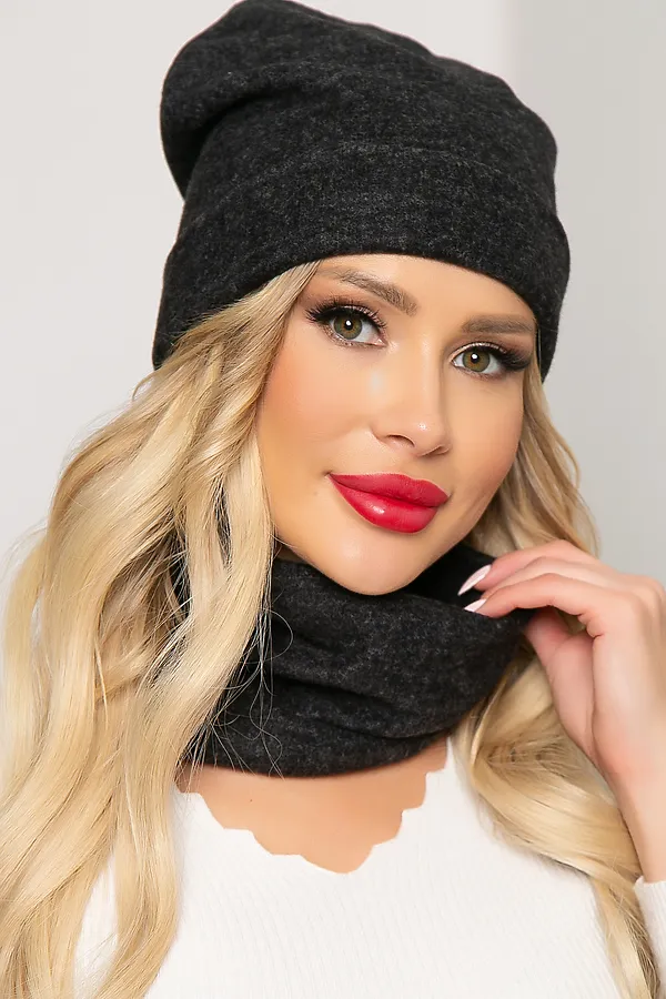 Комплект (Шапка+Снуд) LADY TAIGA, темно-серый - фото 2