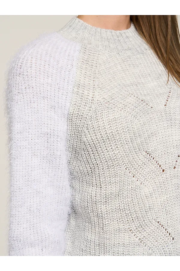 Джемпер VAY, св.серый меланж/белая перьевая - фото 2