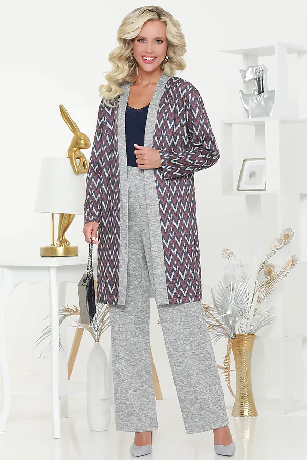 Костюм (Кардиган+Брюки) DSTREND, серый - фото 2