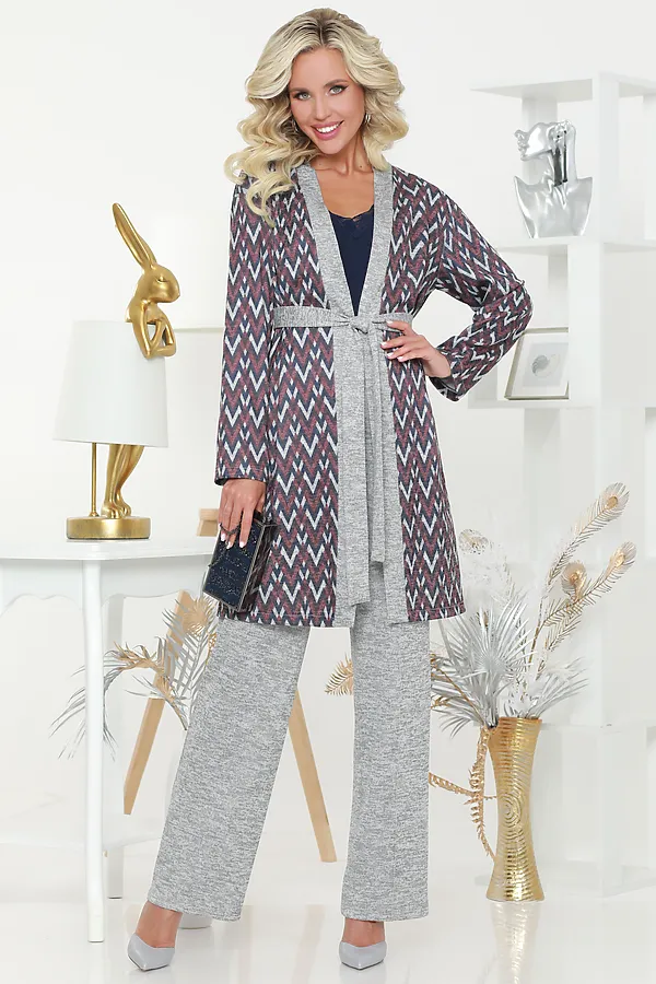 Костюм (Кардиган+Брюки) DSTREND, серый - фото 2