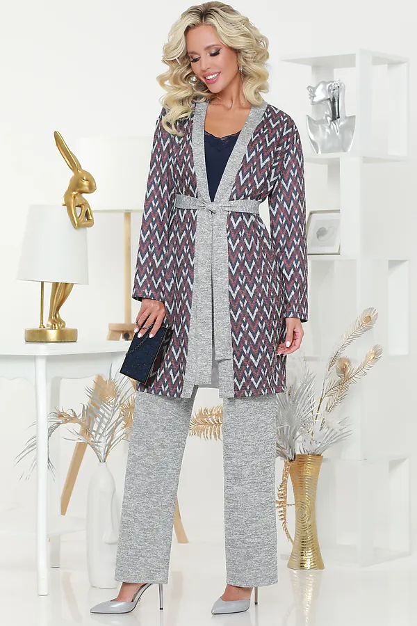 Костюм (Кардиган+Брюки) DSTREND, серый - фото 2