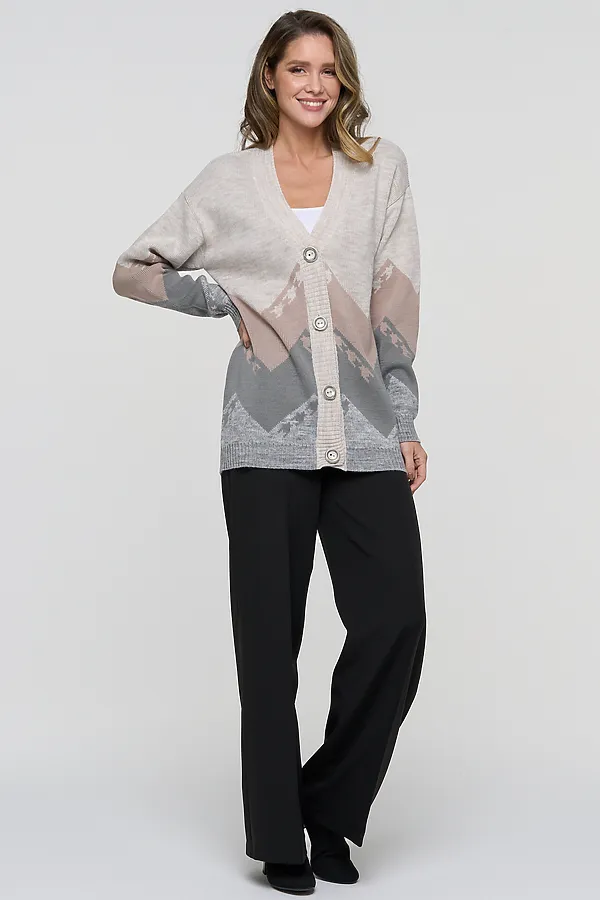 Кардиган VAY, св.бежевый/серый меланж/титаниум/какао - фото 2