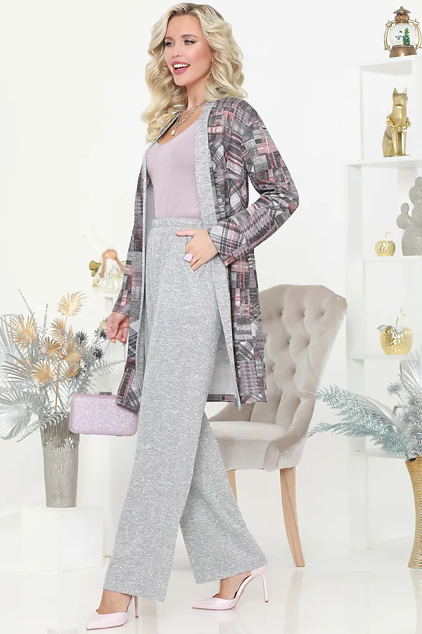 Костюм (Кардиган+Брюки) DSTREND, серый - фото 2