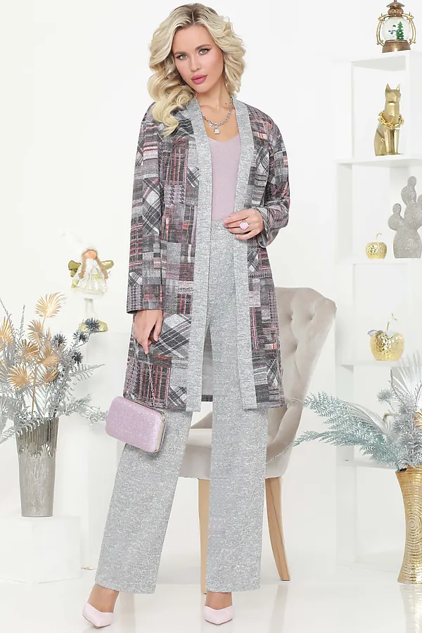 Костюм (Кардиган+Брюки) DSTREND, серый - фото 2