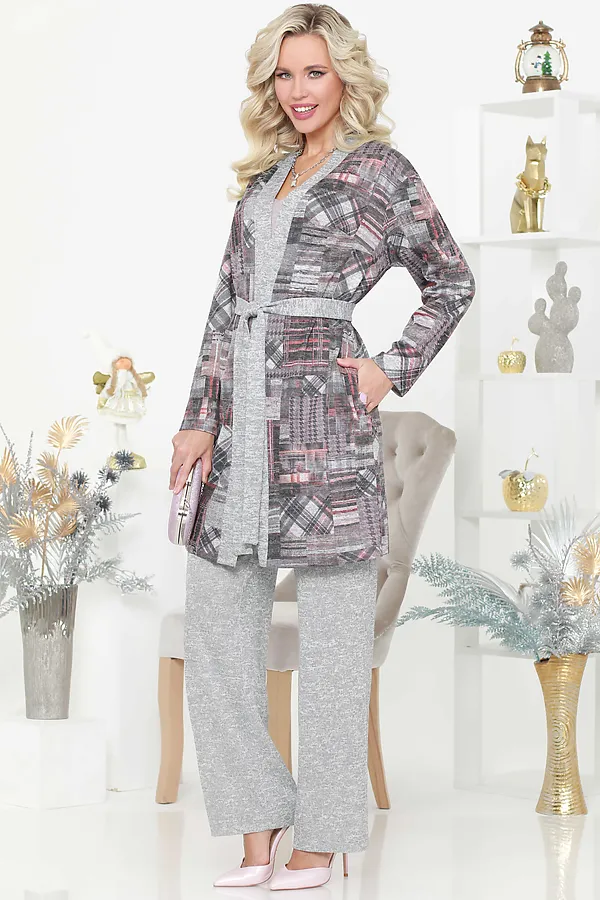 Костюм (Кардиган+Брюки) DSTREND, серый - фото 2