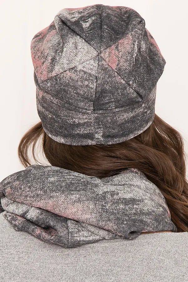 Комплект (Шапка+Снуд) BELLOVERA, серый, розовый - фото 2