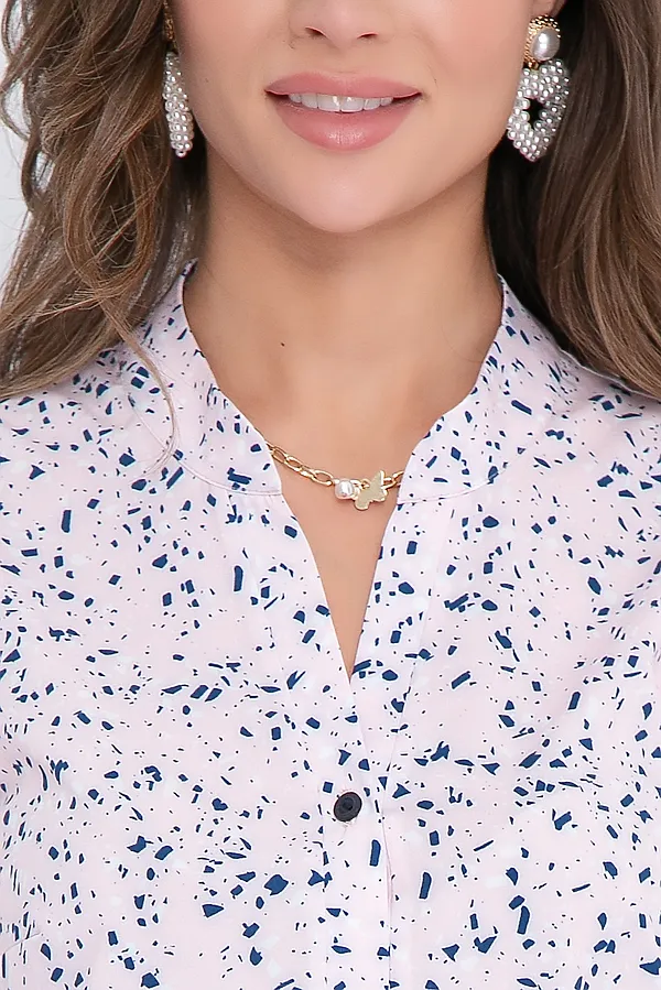 Блуза BELLOVERA, белый, синий - фото 2