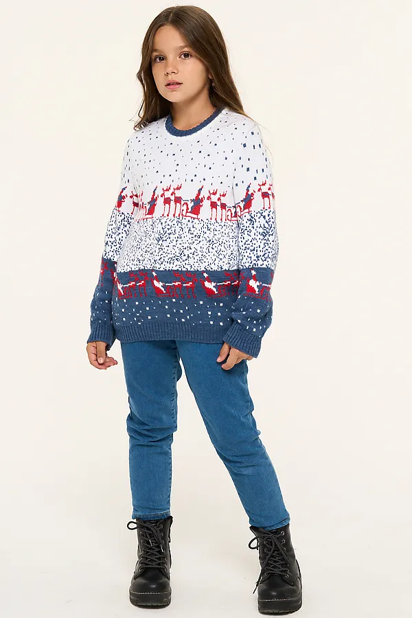 Джемпер NEWVAY, т.джинс/белый/алый - фото 2