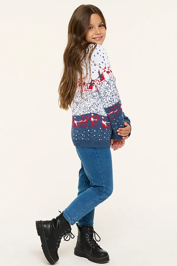 Джемпер NEWVAY, т.джинс/белый/алый - фото 2