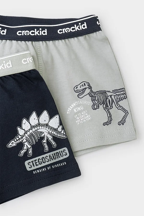 Трусы 2 шт. CROCKID SALE, индиго, тем.оливковый, динозавры - фото 2