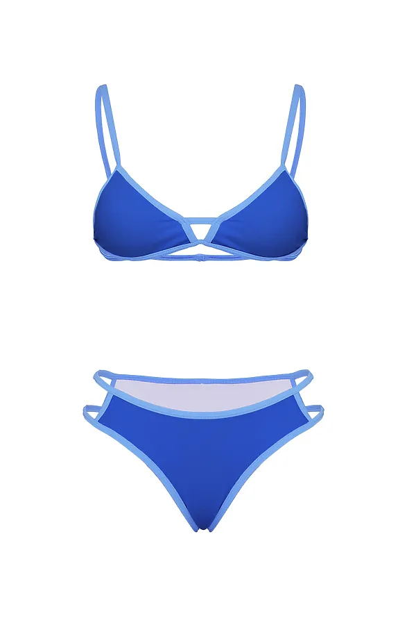 Купальник раздельный открытый на тонких бретелях купальник сексуальный плавки бразильяна "Мерсин" Nothing But Love, синий, голубой - фото 2