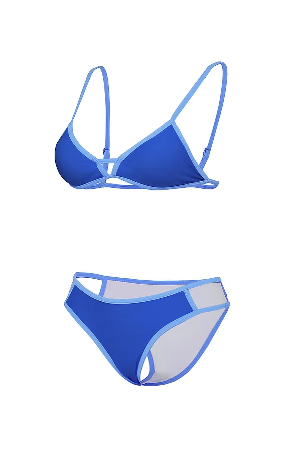 Купальник раздельный открытый на тонких бретелях купальник сексуальный плавки бразильяна "Мерсин" Nothing But Love, синий, голубой - фото 2