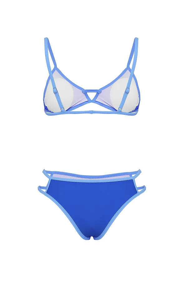 Купальник раздельный открытый на тонких бретелях купальник сексуальный плавки бразильяна "Мерсин" Nothing But Love, синий, голубой - фото 2