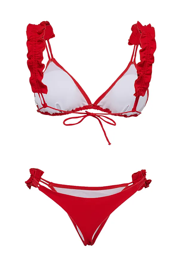 Купальник раздельный на завязках купальник с уплотненным лифом женский красный купальник "Тавира" Nothing But Love, красный - фото 2
