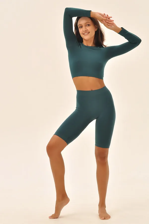 MY Топ женский MA929 CROP TOP MANICA LUNGA (1/72) (emerald (изумруд) MY, emerald (изумруд) - фото 2